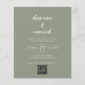 Sage Green Photo QRコード予算結婚式招待状 チラシ (裏面)