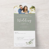 Sage Green Photo RSVPのシ結婚ールと送信スイート オールインワン招待状 (内側)