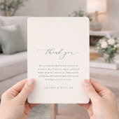 Sage Green Photo Wedding Thank You Card  招待状