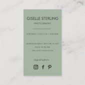 Sage Green Photographer Photoソーシャルメディア 名刺 (裏面)