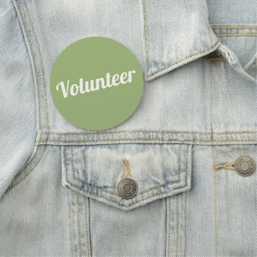 Sage Green Pin-back Volunteer Buttons 名札 (インサイチュ)