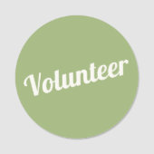 Sage Green Pin-back Volunteer Buttons 名札 (正面)