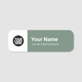 Sage Green Pin Nameタグまたはロゴ付き磁気 名札 (正面)