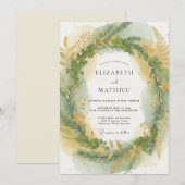 Sage Green Pine Forest Wedding 招待状 (正面/裏面)