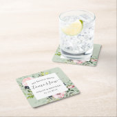 Sage Green & Pinkフローラが明日からスタート スクエアペーパーコースター (インサイチュ)