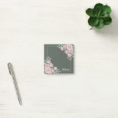 Sage Green & Pink Floral Personalized Sticky Notes ポストイット (オフィス)