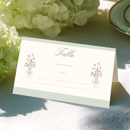 Sage green pink Fresh off the market bridal shower プレイスカード