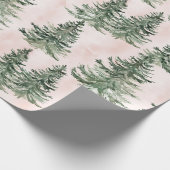 Sage Green & Pink Pine Trees Pattern  ラッピングペーパー (角)