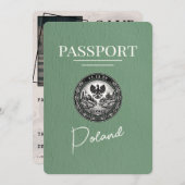 Sage Green Poland Passport日付の保存 セーブザデート (正面/裏面)
