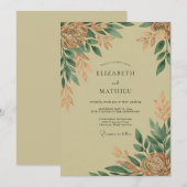 Sage Green Polished Rustic Wedding 招待状 (正面/裏面)