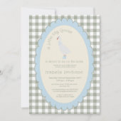 Sage Green Preppy Silly Little Goose Baby Shower  招待状 (正面)