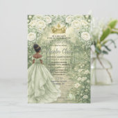 Sage Green Princess & Frog Fairytale Quinceañera  招待状 (スタンド正面)