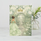 Sage Green Princess & Frog Fairytale Quinceañera  招待状 (スタンド正面)