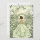 Sage Green Princess & Frog Fairytale Quinceañera  招待状 (裏面)