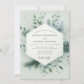 Sage Green Pristine Winter Wedding 招待状 (正面)