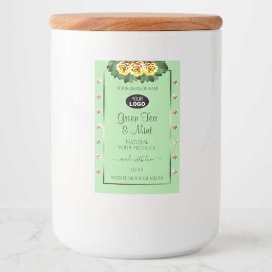 Sage Green Product Labelsイエローローズジュエリーロゴ フードラベル (正面)