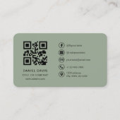 Sage Green Professional Logo QR Code  名刺 (正面)