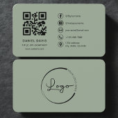 Sage Green Professional Logo QR Code 名刺