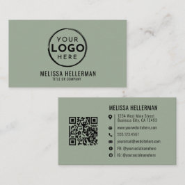 Sage Green Professional Logo QR Code 名刺