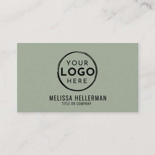 Sage Green Professional Logo QR Code 名刺 (正面)