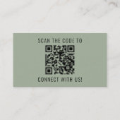 Sage Green Professional Minimalist QR Code Logo 名刺 (裏面)
