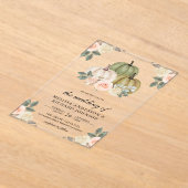 Sage Green Pumpkin and Dusty Peach Floral Wedding アクリル招待状 (レイダウン)