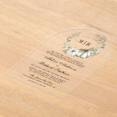 Sage Green Pumpkin Wreath Wedding アクリル招待状 (レイダウン)