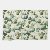 Sage Green Pumpkins & Autumn Florals キッチンタオル (横)