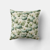 Sage Green Pumpkins & Autumn Florals クッション (裏面)