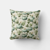 Sage Green Pumpkins & Autumn Florals クッション (正面)