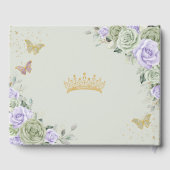 Sage Green Purple Floral Butterflies Quinceanera ゲストブック (裏面)
