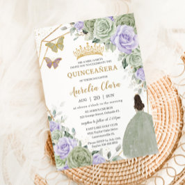 sage green purple lavender floral gold キンチャネラ 招待状