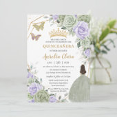  sage green purple lavender floral gold キンチャネラ 招待状 (スタンド正面)