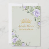  sage green purple lavender floral gold キンチャネラ 招待状 (裏面)