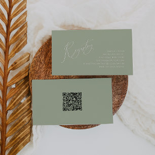 Sage Green QRお洒落コードベビーレジストリ エンクロージャーカード