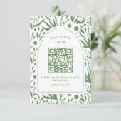 Sage Green QRクラシックコードのエレガント植物学 出欠カード (スタンド正面)