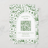 Sage Green QRクラシックコードのエレガント植物学 出欠カード (正面/裏面)