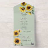 Sage Green QRコードのひまわり オールインワン招待状 (内側)