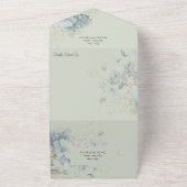 Sage Green QRコードの青いワイルドフラワー オールインワン招待状 (外側)