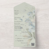 Sage Green QRコードの青いワイルドフラワー オールインワン招待状 (内側)