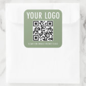 Sage Green QRコードスタンプBusiness Logo Square スクエアシール (バッグ)