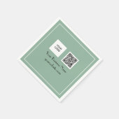 Sage Green QRコードビジネスロゴのミニマリスト スタンダードカクテルナプキン (角)
