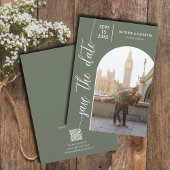 Sage Green QRコードフォト結婚ズ セーブザデート