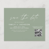 Sage Green QRコード – 日付3の写真を保存 チラシ (裏面)
