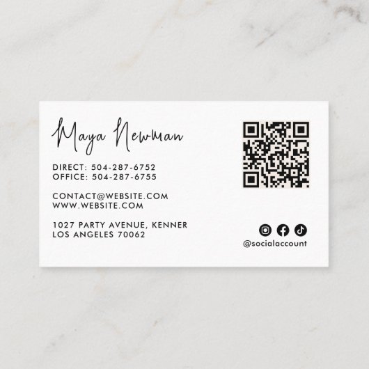 SAGE GREEN QRコーモダンドエレガントのクリエイティブ 名刺 (裏面)