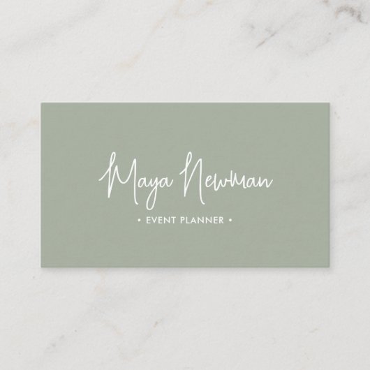 SAGE GREEN QRコーモダンドエレガントのクリエイティブ 名刺 (正面)