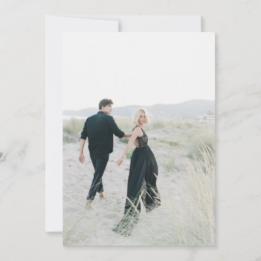 Sage Green QRモダンコード写真の日付を保存 セーブザデート (裏面)