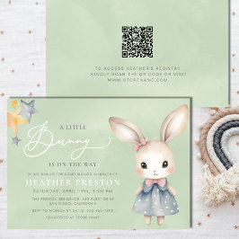 Sage Green QR ベビーシャワー 招待状