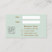 Sage green QR business logo appointment card 割引カード (裏面)