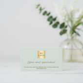 Sage green QR business logo appointment card 割引カード (スタンド正面)